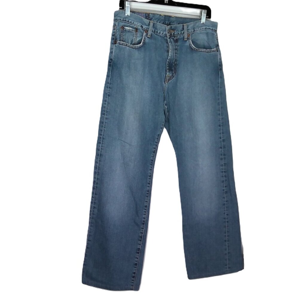 Lucky Brand Women's Jeans Relaxed Fit Straight Leg Cotton Distressed EUC Sz 31